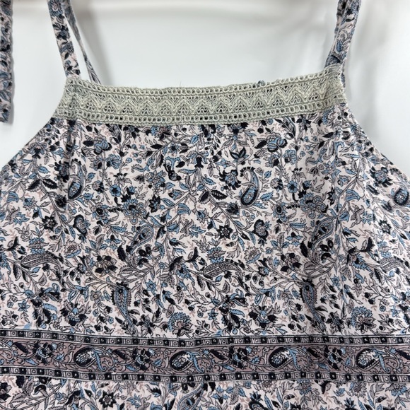 Fashion Fuse blue and white ditzy print cotton spaghetti strap maxi slip dress - Picture 10 of 14